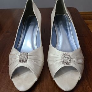 Ivory kitten heel shoes